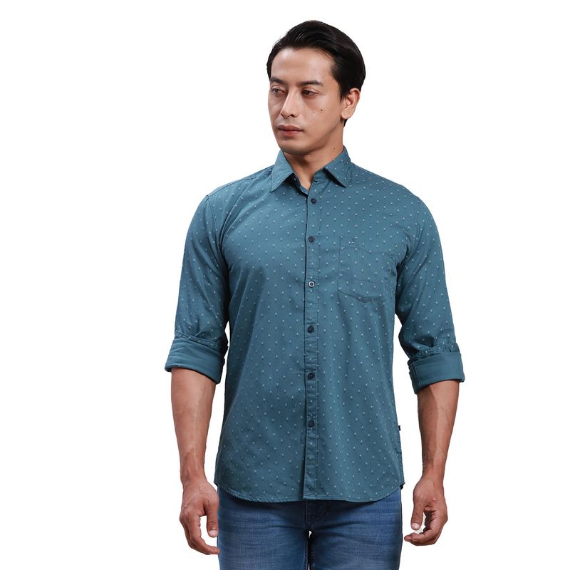 Parx Slim Fit Printed Blue Shirt (39)