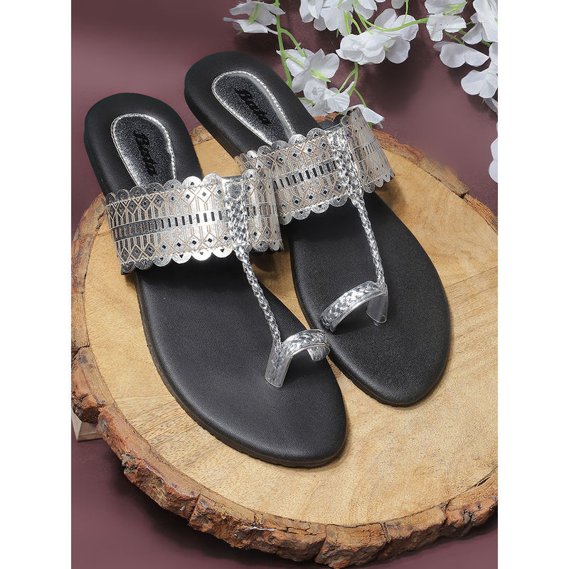 Bata Women Silver Slip-On Flats (UK 3)