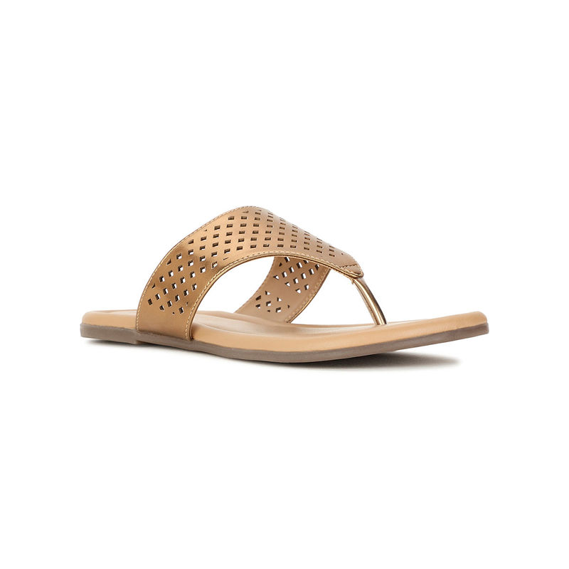 Bata Women Copper Open Back Flats (UK 3)