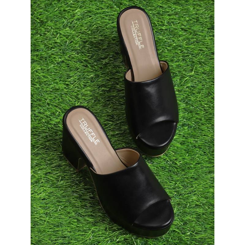 Truffle Collection Black Solid Heels (UK 8)