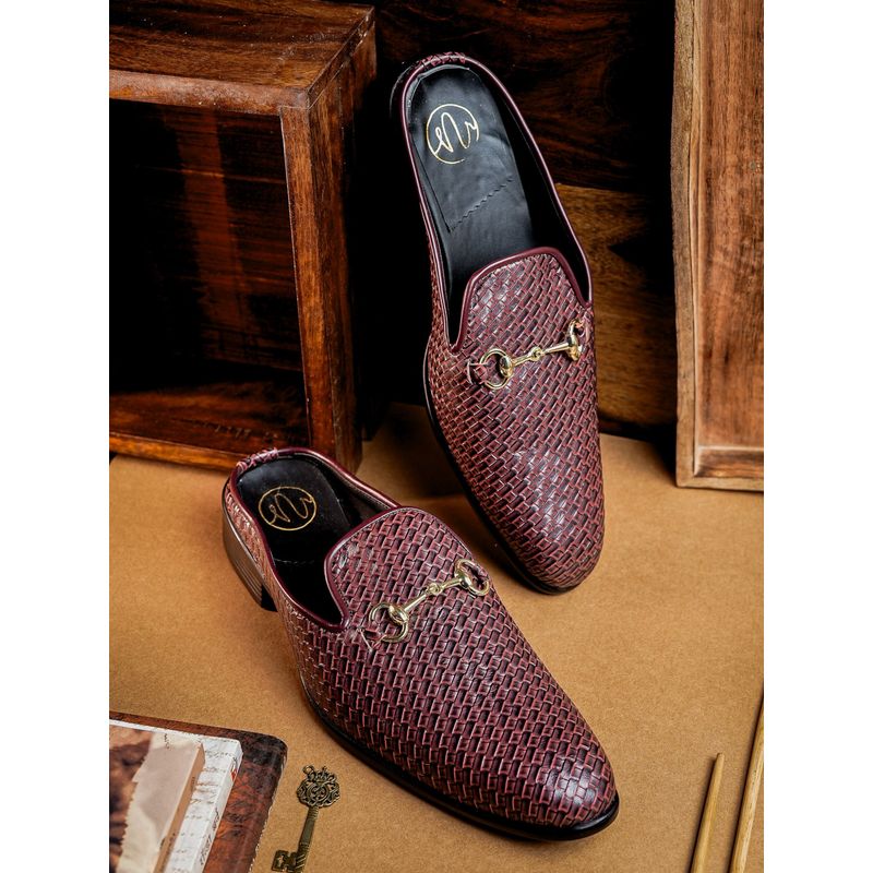 NR BY NIDHI RATHI Red Textured Mules for Men (EURO 44)