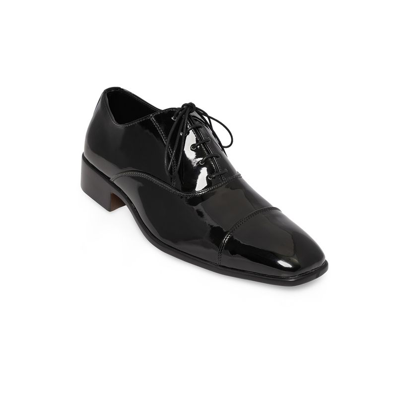 NR BY NIDHI RATHI Glossy Black Patent Derbies for Men (EURO 39)
