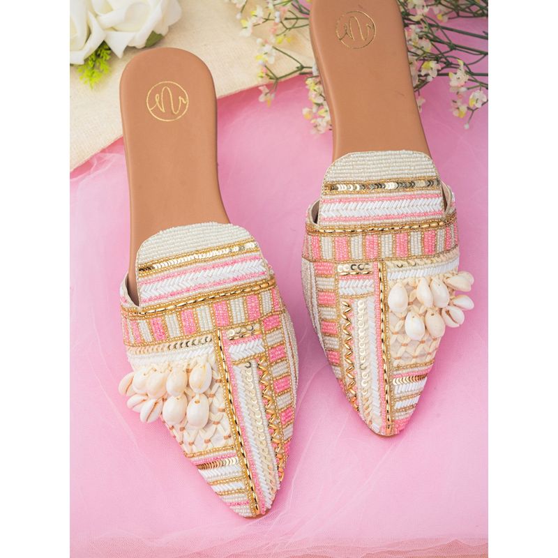 NR BY NIDHI RATHI Sequined Multi-Color Mules (Euro 36) (EURO 36)