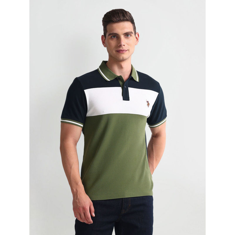 U.S. POLO ASSN. Colour Block Yarn Dyed Polo T-Shirt (S)
