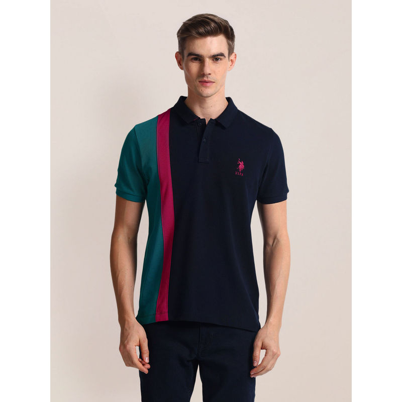 U.S. POLO ASSN. Slim Fit Colour Block Polo T-Shirt (L)