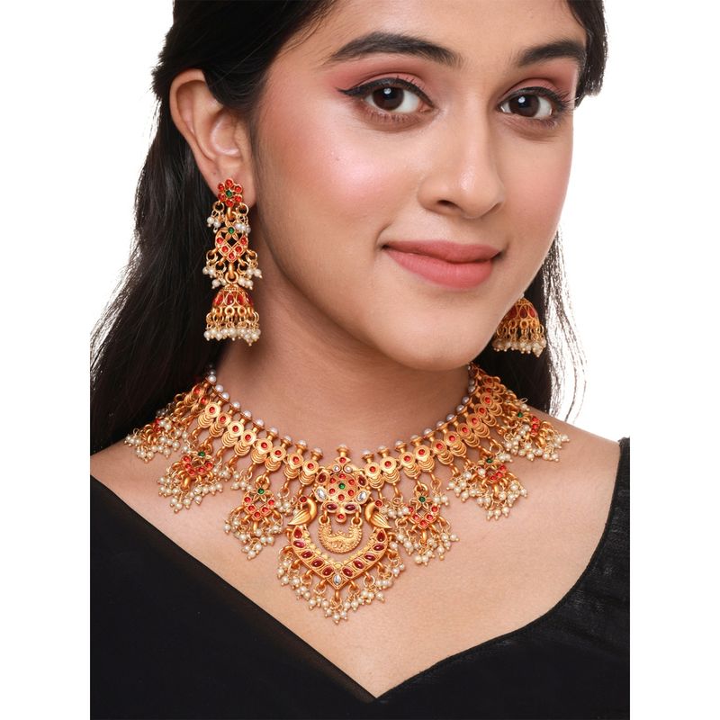 Yellow Chimes Traditional Golden Jewellery Set of 2 for Women Gold