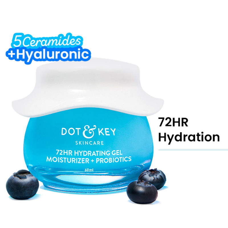 Dot & Key 72HR Hydrating Gel Moisturizer + Probiotics, 5 Ceramides & Hyaluronic, Oil-Free Water Gel