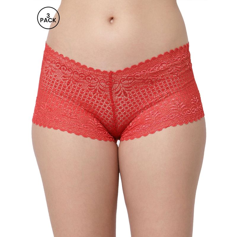 Cukoo Pack of 3 Lacy Red Panty (2XL)