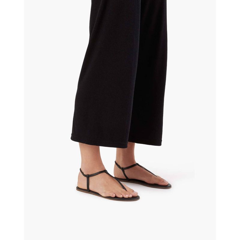 IRUSSH Memory Foam Mouni Black Flat Sandals (EURO 38)