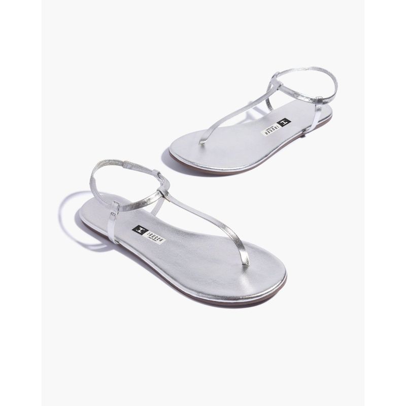 IRUSSH Memory Foam Mouni Silver Flat Sandals (EURO 35)