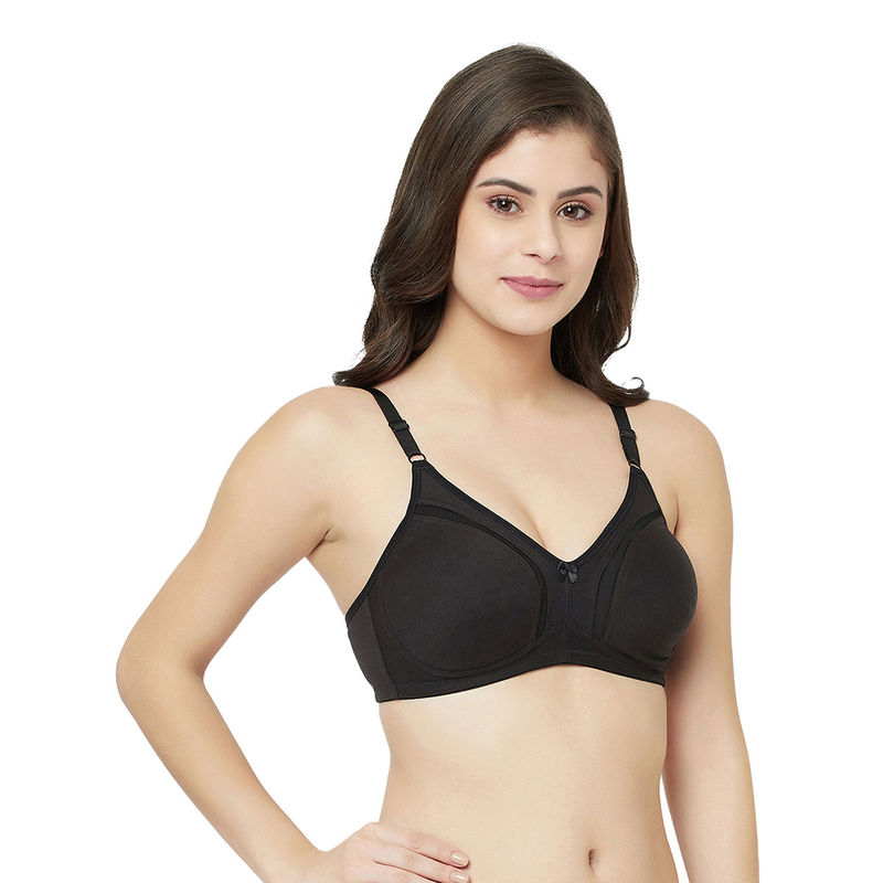 Groversons Paris Beauty Women Black Cotton Non-Padded Non-Wired Full Coverage Bra (36B)