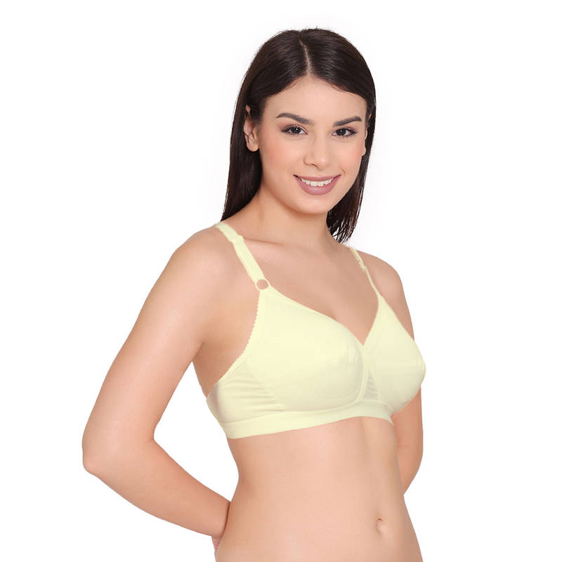 Groversons Paris Beauty Women Yellow Cotton Double Layered Non-Padded X-Frame Bra (34B)