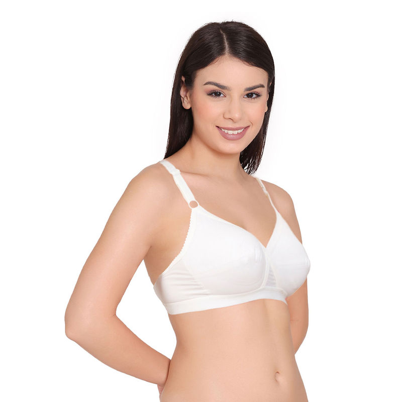 Groversons Paris Beauty Women White Cotton Double Layered Non-Padded X-Frame Bra (32C)