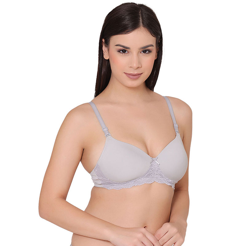 Groversons Paris Beauty Women Grey Polyamide Padded Non-Wired Multiway Lace Bra (34C)