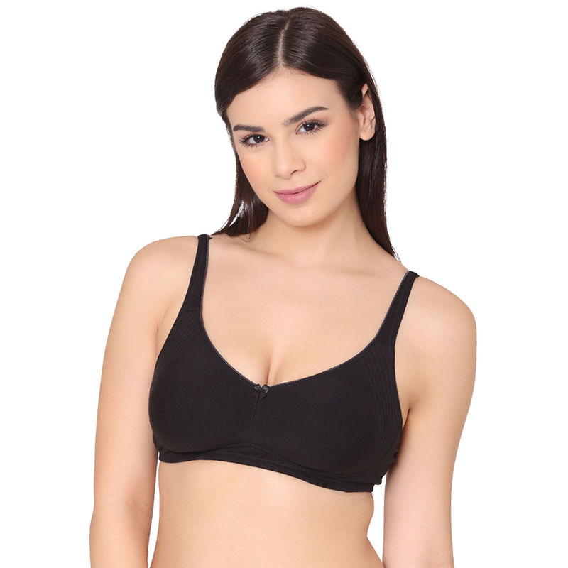 Groversons Paris Beauty Women Black Cotton Non-Padded Side Support Encircled Bra (36C)