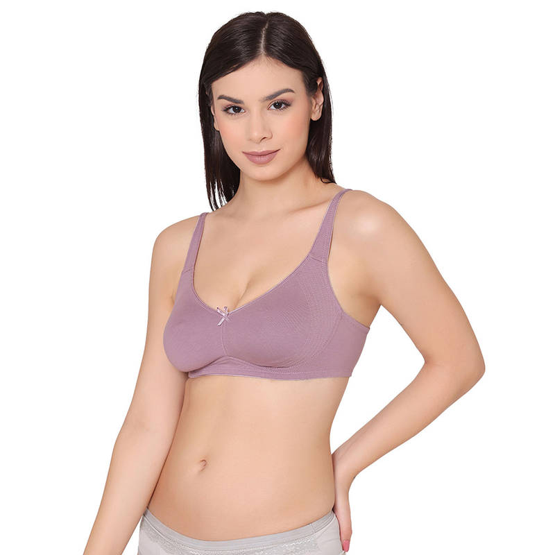Groversons Paris Beauty Women Lavender Cotton Non-Padded Side Support Encircled Bra (42C)