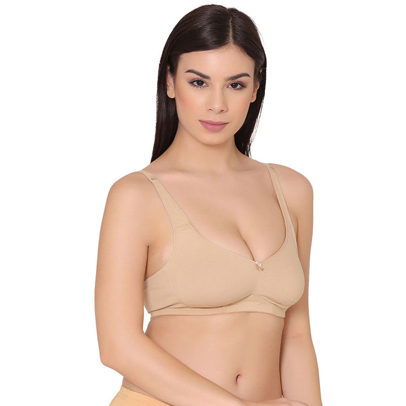 Groversons Paris Beauty Women Nude Cotton Non-Padded Side Support Encircled Bra (34B)