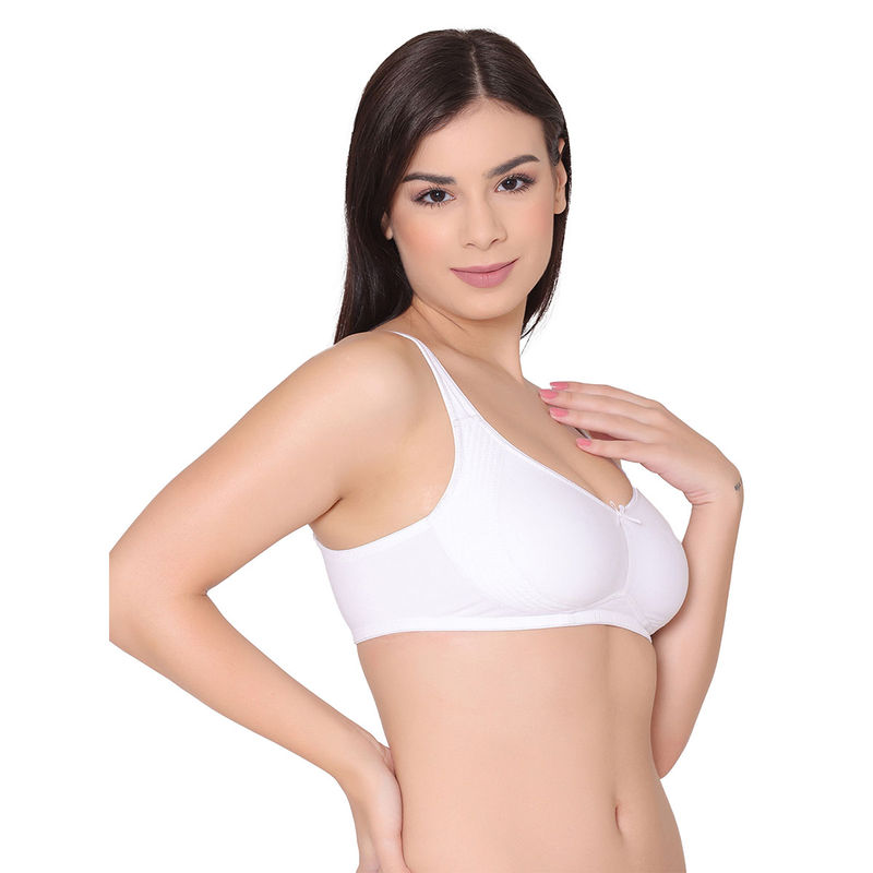 Groversons Paris Beauty Women White Cotton Non-Padded Side Support Encircled Bra (32B)