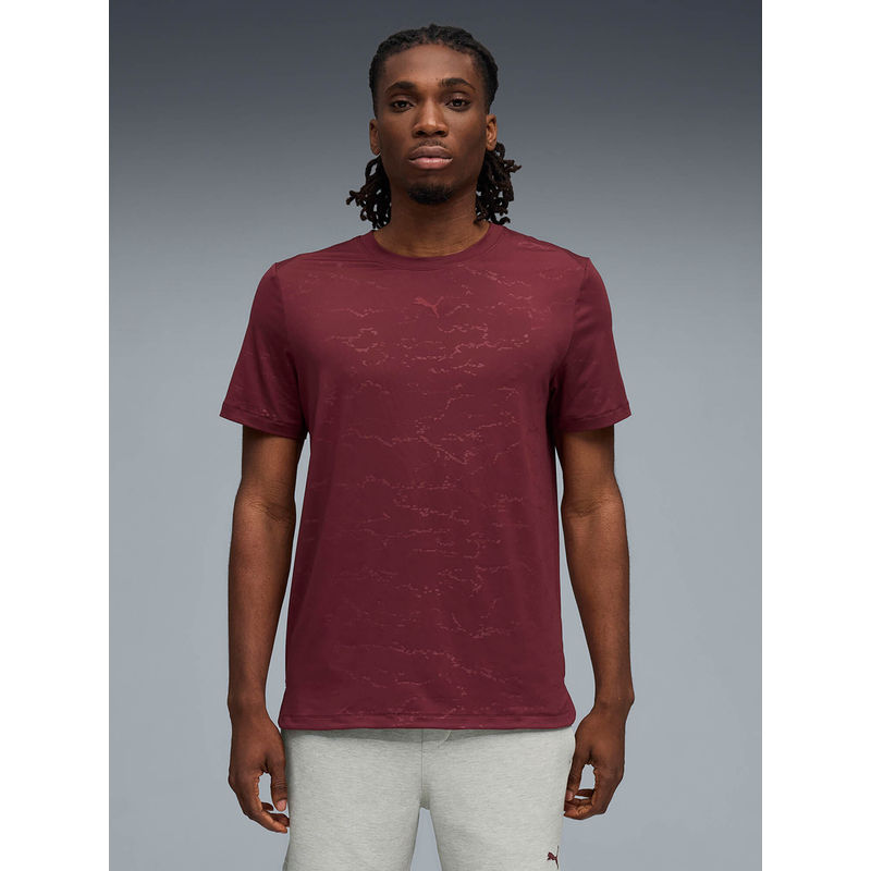 Puma Men Maroon Cloud Spun Quick-Dry Emboss Training T-shirt (S)