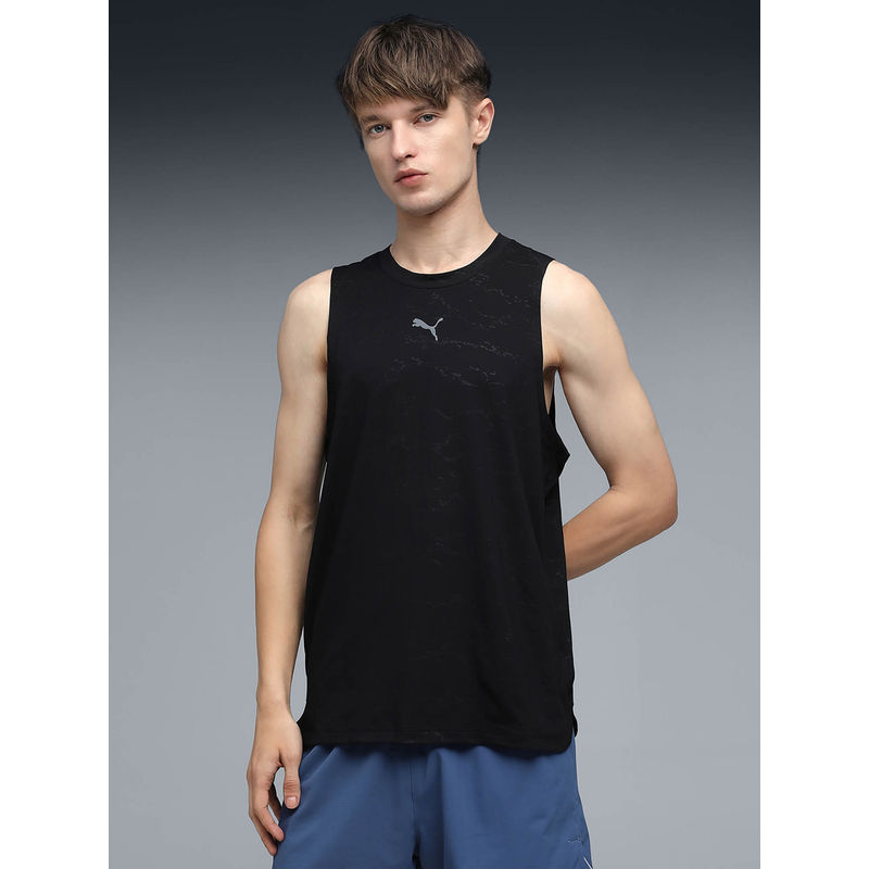 Puma Men Black Cloud Spun Regular Fit Emboss Tank (L)
