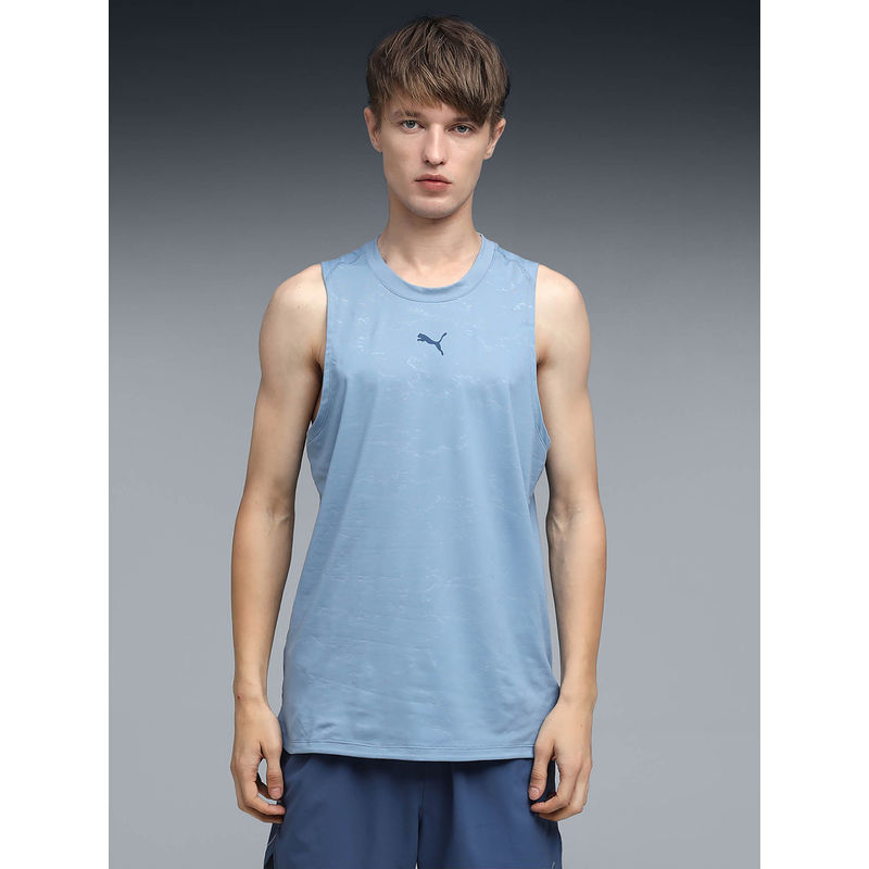 Puma Men Blue Cloud Spun Regular Fit Emboss Tank (S)