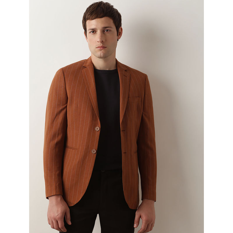 Selected Brown Striped Casual Blazer (46)