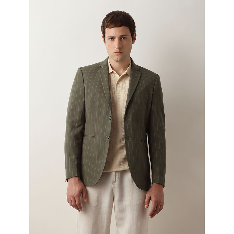 Selected Green Striped Casual Blazer (46)