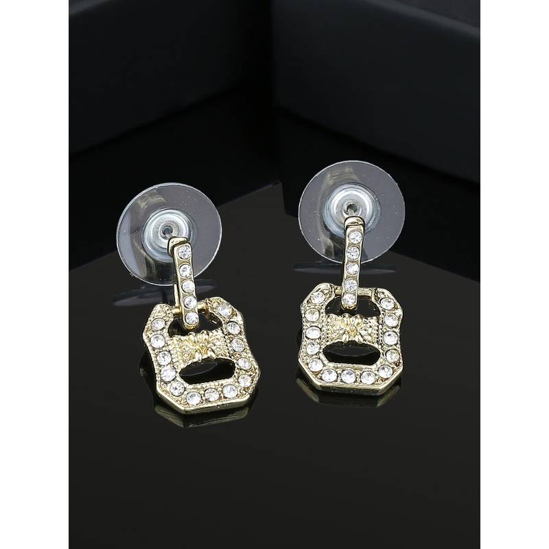 Estele Gold And Rhodium Plated Puzzle Box Designer Earrings For Women