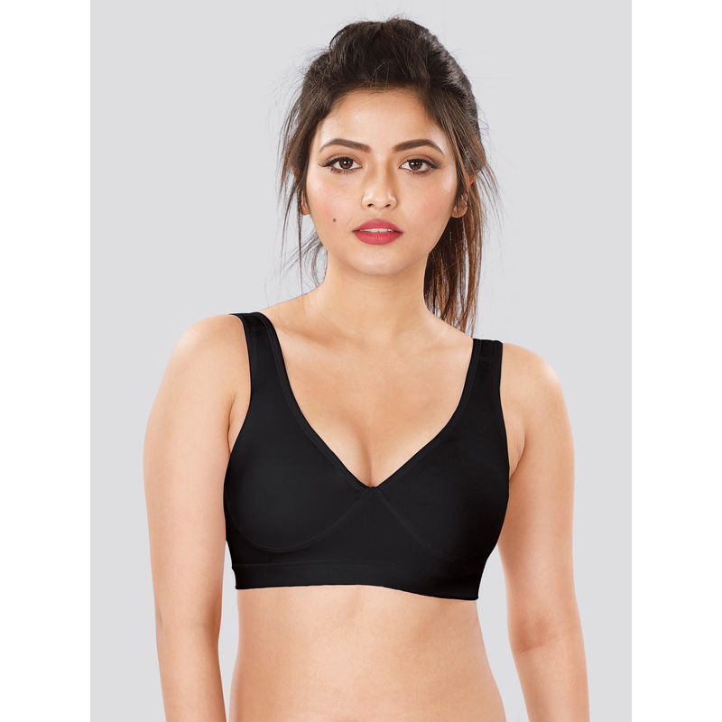 Dermawear SB-1102 Non Padded Wire free Sports Bra - Black (32C)