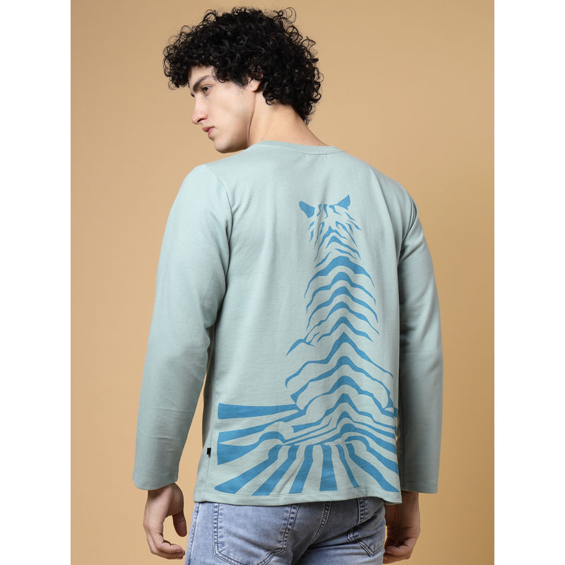 RIGO Men Turquoise Terry Oversized Printed T-Shirt (XL)
