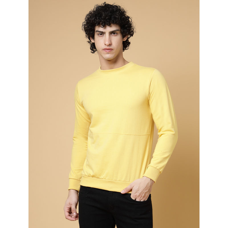 RIGO Men Yellow Solid Terry Sweatshirt (XL)