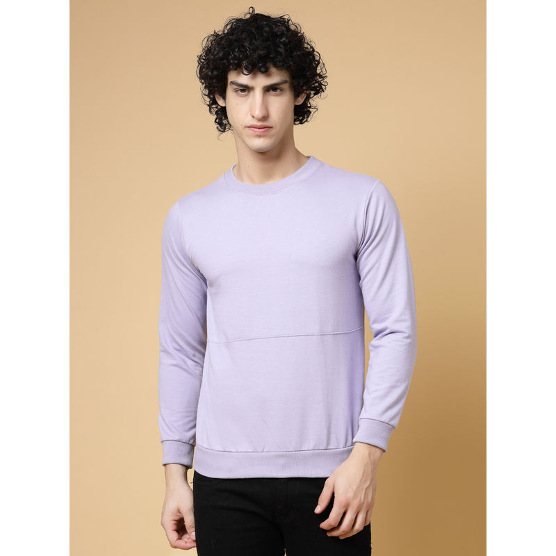 RIGO Men Light Purple Solid Terry Sweatshirt (XL)