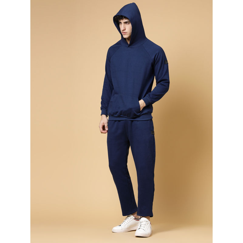 RIGO Men Ink Blue Oversized Solid Fleece Co-Ord (Set of 2) (2XL)