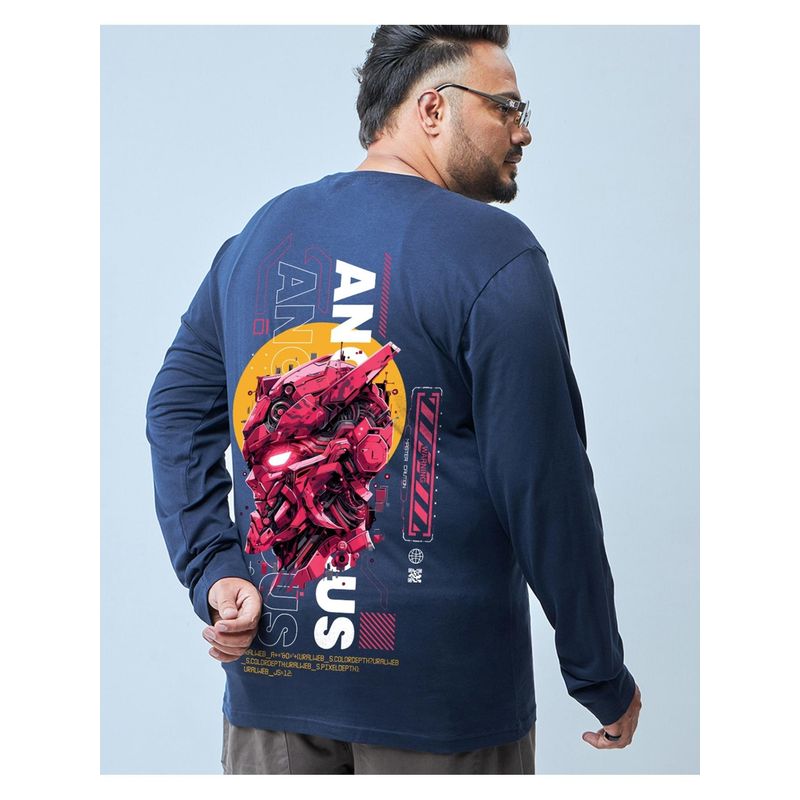 Bewakoof Men's Navy Blue Anonymous Graphic Printed Plus Size T-shirt (3XL)