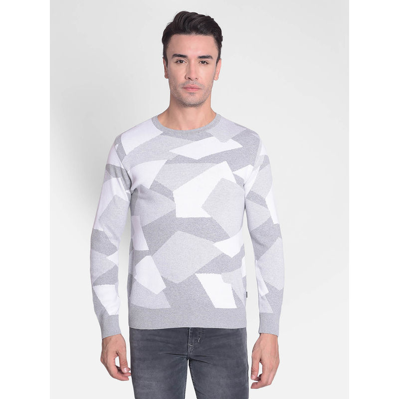 Crimsoune Club Men's Grey Printed Sweater (L)