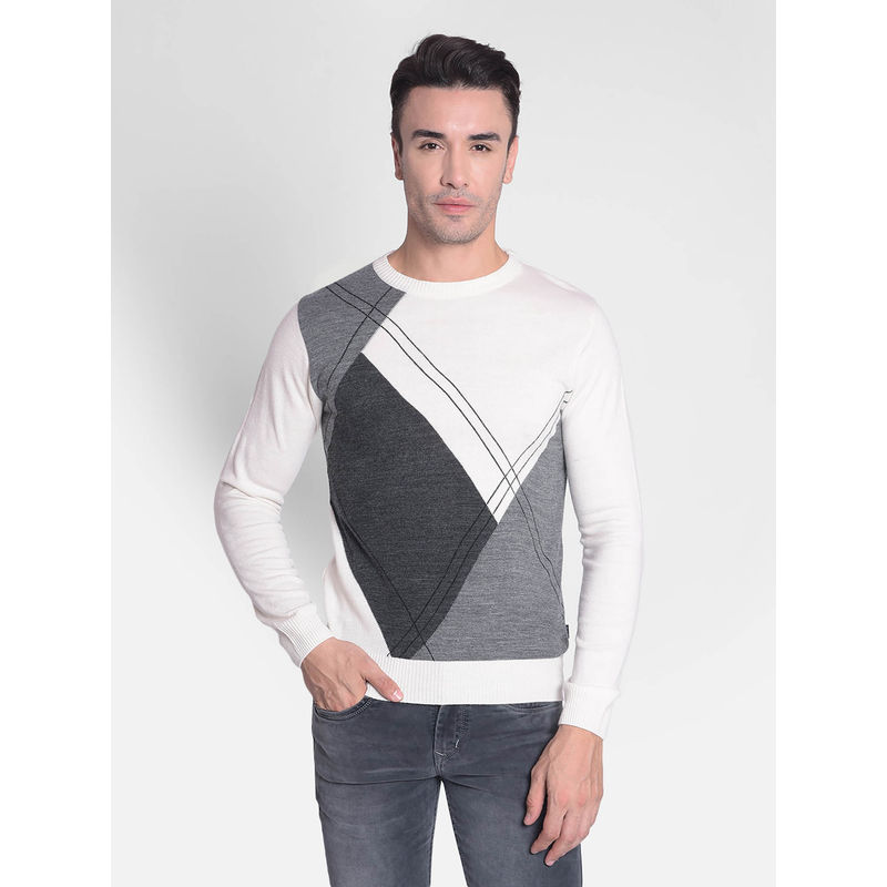 Crimsoune Club Men's White Printed Sweater (M)