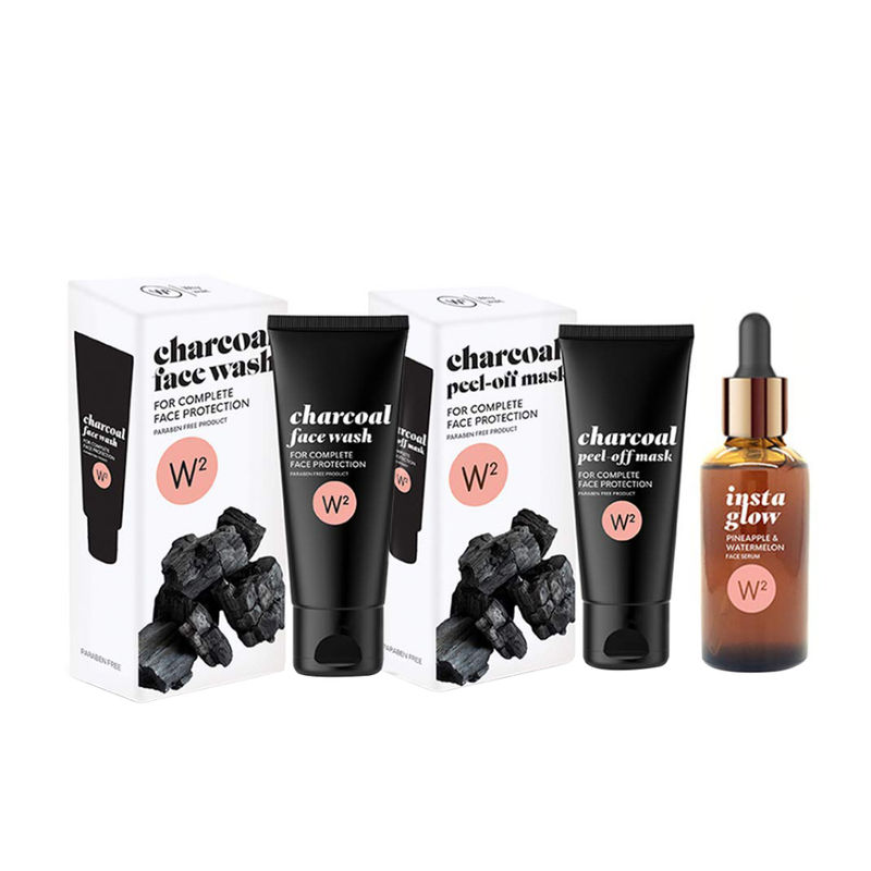 W2 Charcoal Face Wash & Charcoal Mask & Insta Glow Face Serum Buy W2 Charcoal Face Wash