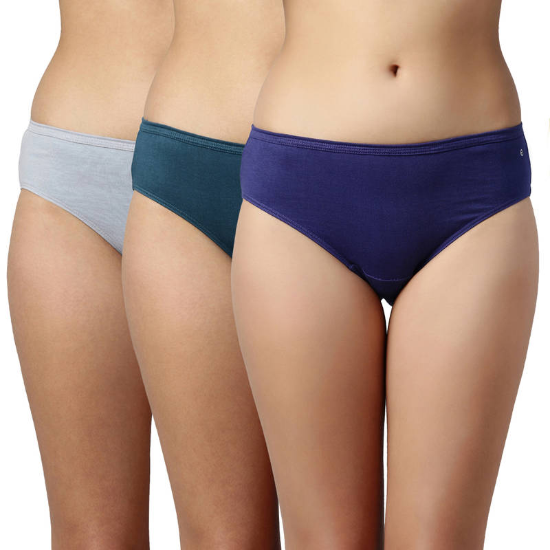 Enamor Cotton Mid Waist Hipster Panty Breathable Antimicrobial Stain Release Grip Fit CH03 (M)
