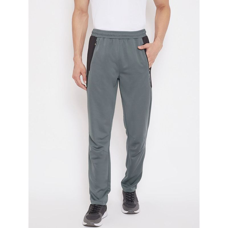 Athlisis Men Grey Black Solid Slim-Fit Training Pants (L)