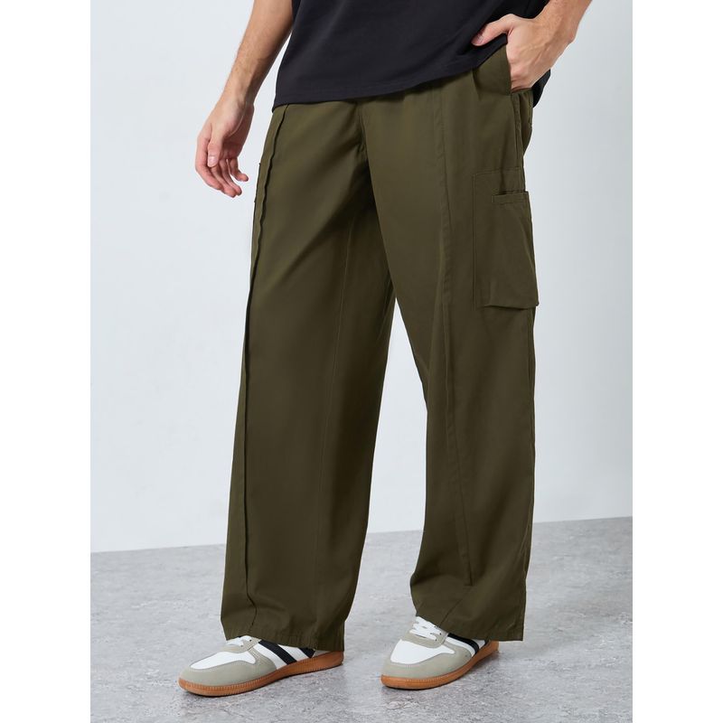 Styli Olive Men's Relaxed Fit Multi Pockets Cargo Pant (S)