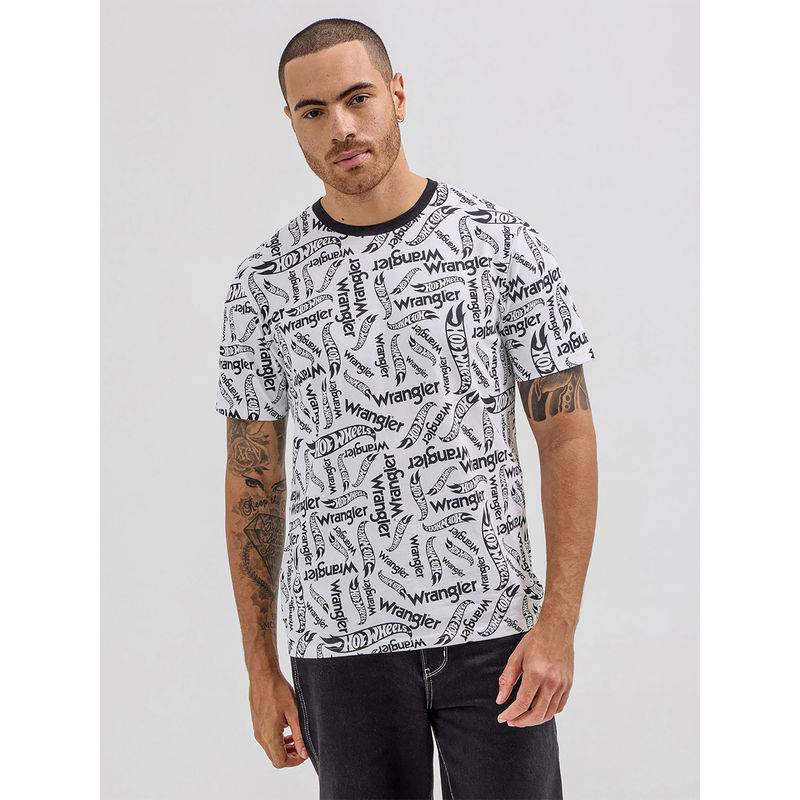 Wrangler X Hot Wheels Mens Logo In Bright White T-Shirt (S)