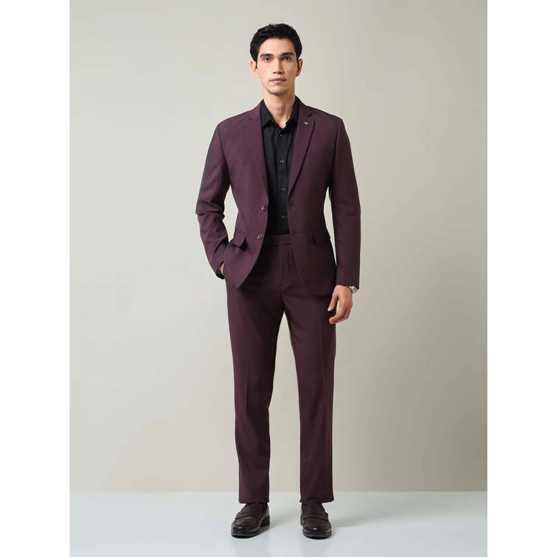 AD By Arvind Maroon Solid Plain Full Sleeves Formal Two Piece Suit (46)