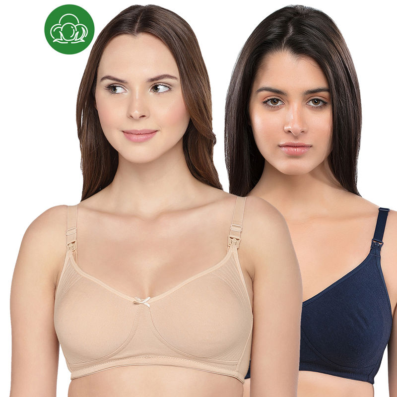 Inner Sense Organic Cotton Antimicrobial Nursing Bra Pack of 2 - Multi-Color (38B)