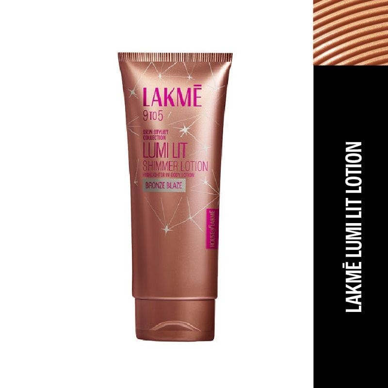 Lakme Lumi Lit Lotion Body Highlighter & Strobe Cream With Niacinamide & Hyaluronic Acid - Bronze