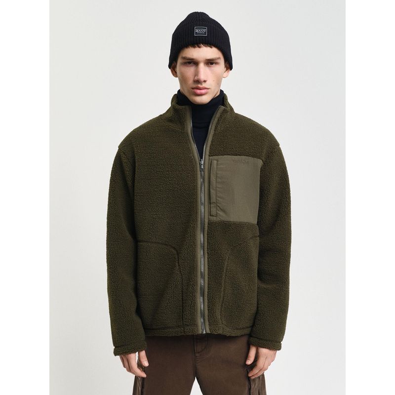 GANT Men Green Solid Stand Collar Full Sleeves Reversible Jacket (S)