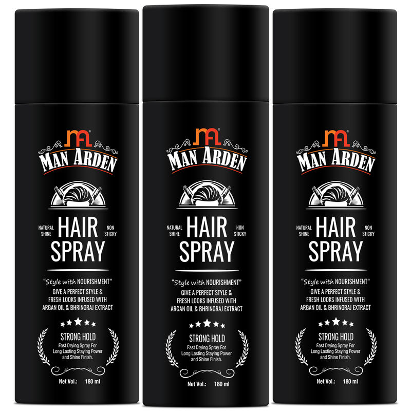 Man Arden Hair Spray - Strong Hold, Styling with Nourishment - Argan Oil and Bhringraj - Pack Of 3