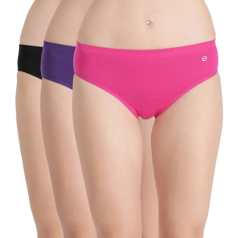 Enamor CR17 Hipster Mid Waist Cotton Panty Pastel Colors Pack Of 3 (L) - CR17