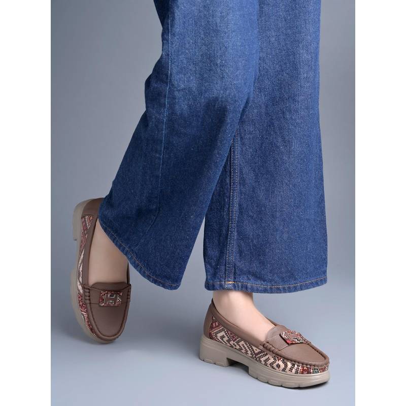 Shoetopia Women Brown Tpr Sole Loafers (EURO 36)