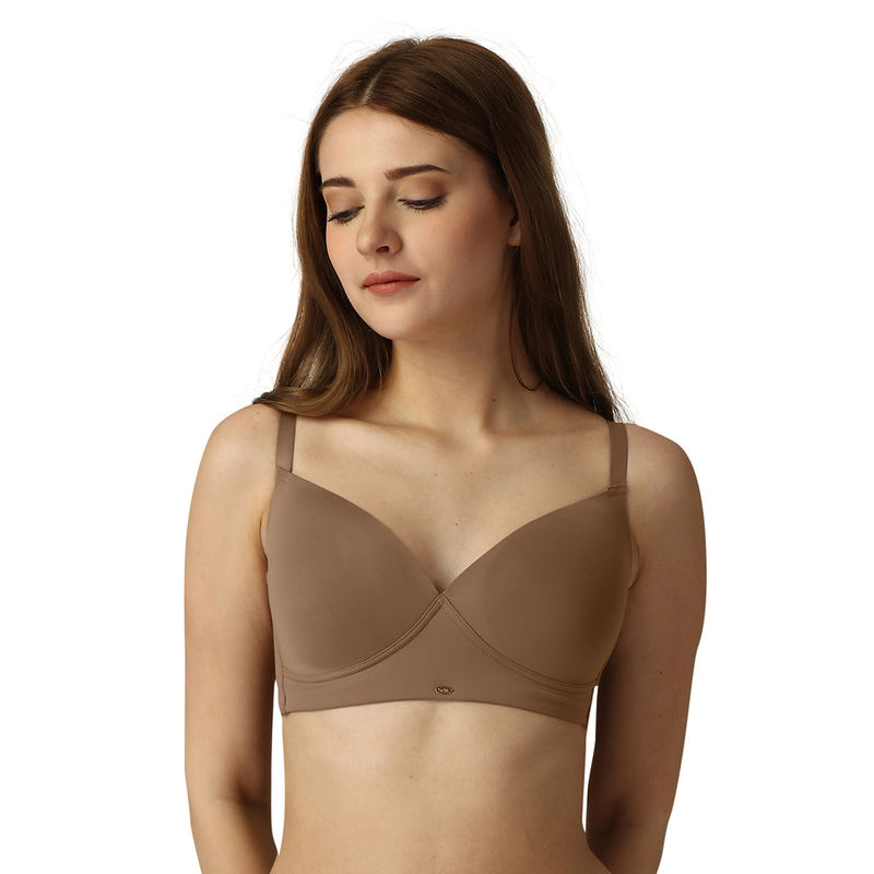 SOIE Full Coverage Padded Non Wired T-shirt Bra-Brownie (34B)