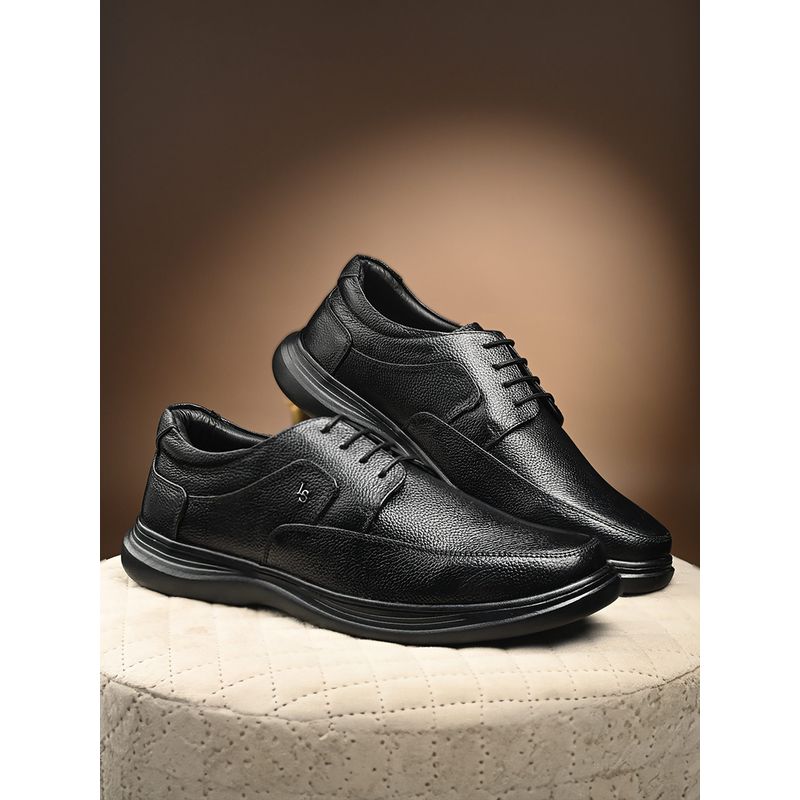 Louis Stitch Men Jet Black Genuine Leather Ultra Lightweight Derbies (UK 6)